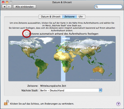 Systemeinstelungen - Datum und Zeit