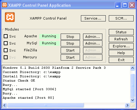 XAMPP Control Panel