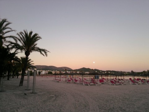 Strand, Sonnenuntergang, Mond